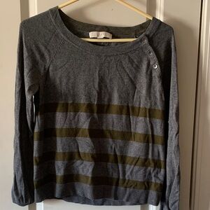 LOFT Charcoal and Olive Knit Top